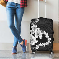 American Samoa Lotu Tamaiti Luggage Cover White Sunday Plumeria Black Vibe