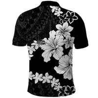 American Samoa Lotu Tamaiti Polo Shirt White Sunday Plumeria Black Vibe