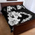 American Samoa Lotu Tamaiti Quilt Bed Set White Sunday Plumeria Black Vibe