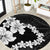 American Samoa Lotu Tamaiti Round Carpet White Sunday Plumeria Black Vibe