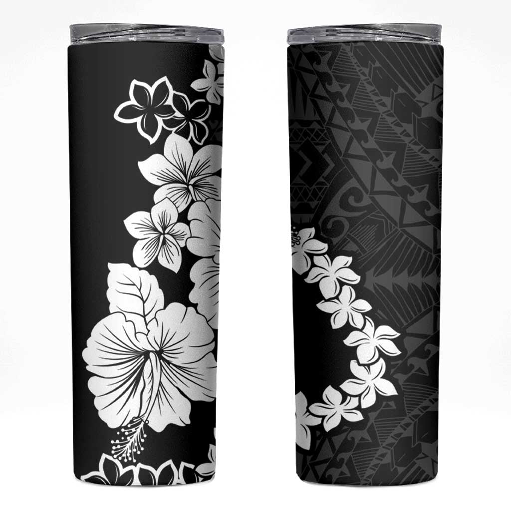 American Samoa Lotu Tamaiti Skinny Tumbler White Sunday Plumeria Black Vibe