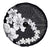 American Samoa Lotu Tamaiti Spare Tire Cover White Sunday Plumeria Black Vibe