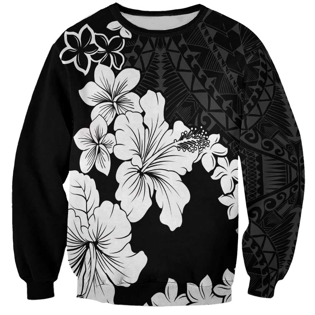 American Samoa Lotu Tamaiti Sweatshirt White Sunday Plumeria Black Vibe