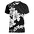 American Samoa Lotu Tamaiti Women V-Neck T-Shirt White Sunday Plumeria Black Vibe