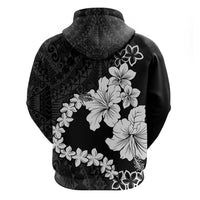 American Samoa Lotu Tamaiti Zip Hoodie White Sunday Plumeria Black Vibe