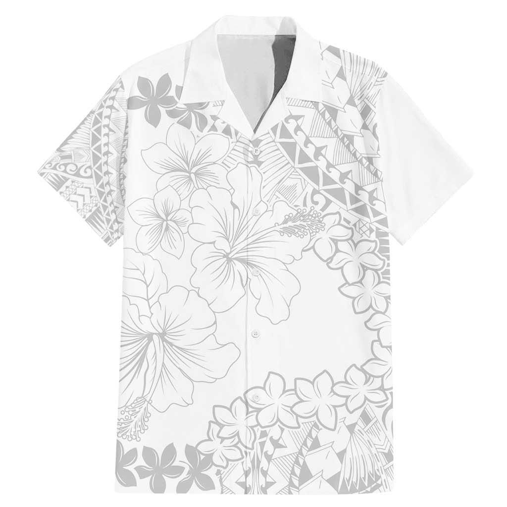 American Samoa Lotu Tamaiti Family Matching Mermaid Dress and Hawaiian Shirt White Sunday Plumeria White Vibe