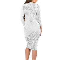 American Samoa Lotu Tamaiti Long Sleeve Bodycon Dress White Sunday Plumeria White Vibe