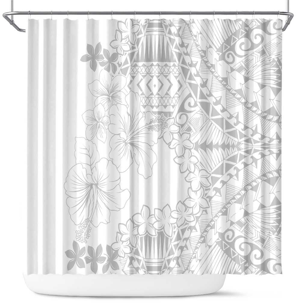 American Samoa Lotu Tamaiti Shower Curtain White Sunday Plumeria White Vibe