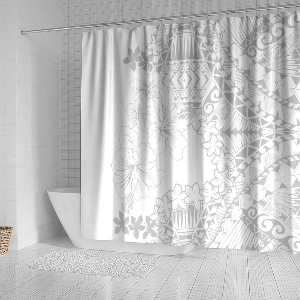 American Samoa Lotu Tamaiti Shower Curtain White Sunday Plumeria White Vibe