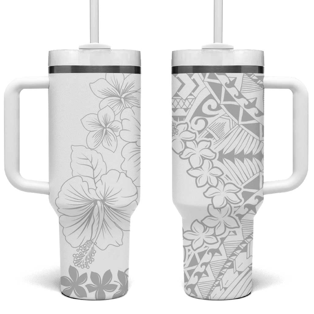 American Samoa Lotu Tamaiti Tumbler With Handle White Sunday Plumeria White Vibe