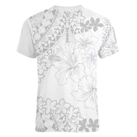 American Samoa Lotu Tamaiti Women V-Neck T-Shirt White Sunday Plumeria White Vibe