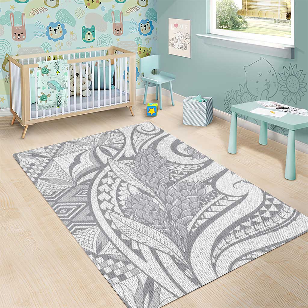 Lotu Tamaiti Samoa Siapo Area Rug White Sunday With Teuila Torch Ginger