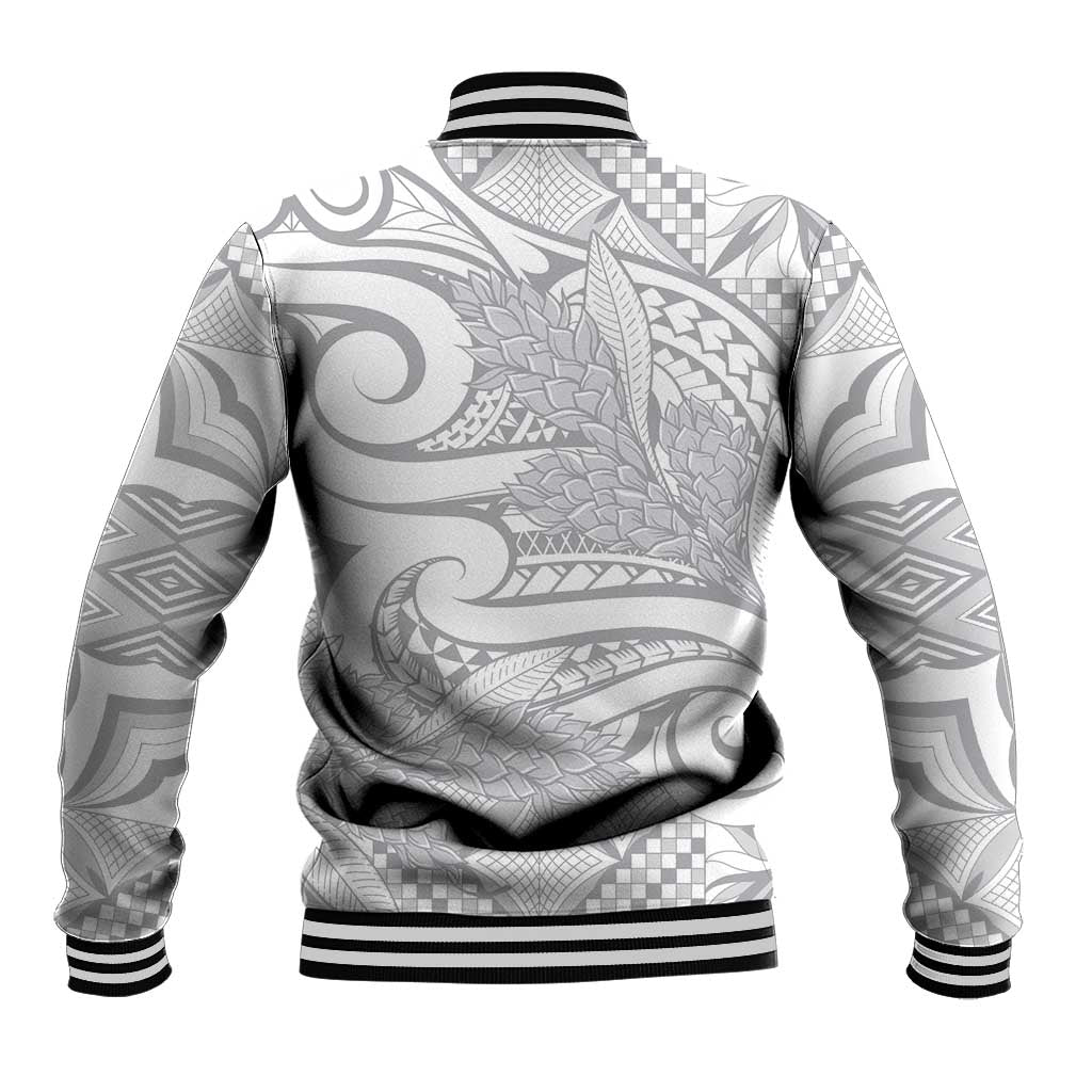 Lotu Tamaiti Samoa Siapo Baseball Jacket White Sunday With Teuila Torch Ginger