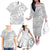 Lotu Tamaiti Samoa Siapo Family Matching Off The Shoulder Long Sleeve Dress and Hawaiian Shirt White Sunday With Teuila Torch Ginger