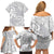 Lotu Tamaiti Samoa Siapo Family Matching Off Shoulder Short Dress and Hawaiian Shirt White Sunday With Teuila Torch Ginger