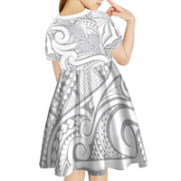 Lotu Tamaiti Samoa Siapo Kid Short Sleeve Dress White Sunday With Teuila Torch Ginger