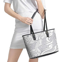 Lotu Tamaiti Samoa Siapo Leather Tote Bag White Sunday With Teuila Torch Ginger