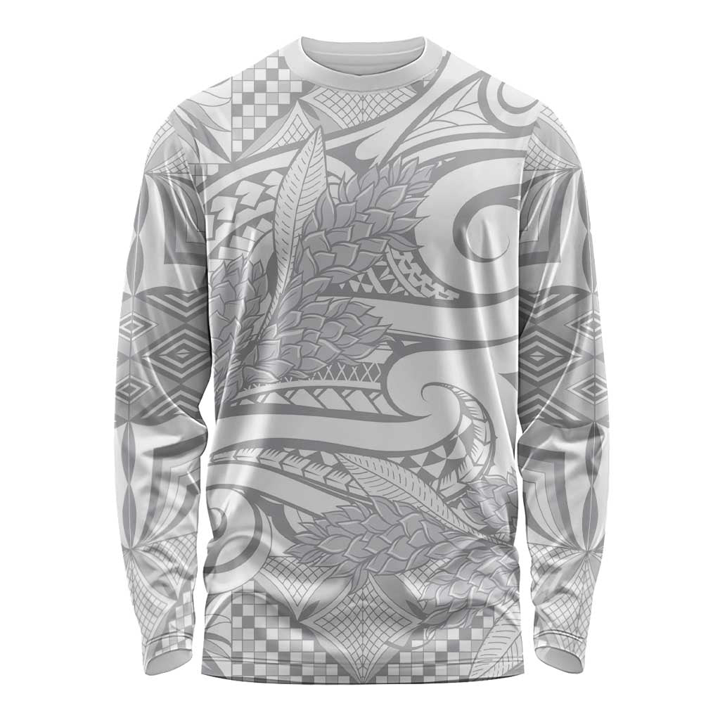 Lotu Tamaiti Samoa Siapo Long Sleeve Shirt White Sunday With Teuila Torch Ginger