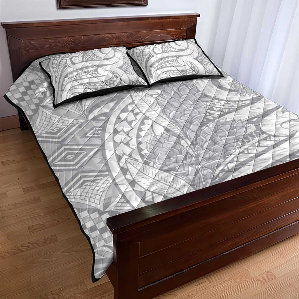 Lotu Tamaiti Samoa Siapo Quilt Bed Set White Sunday With Teuila Torch Ginger