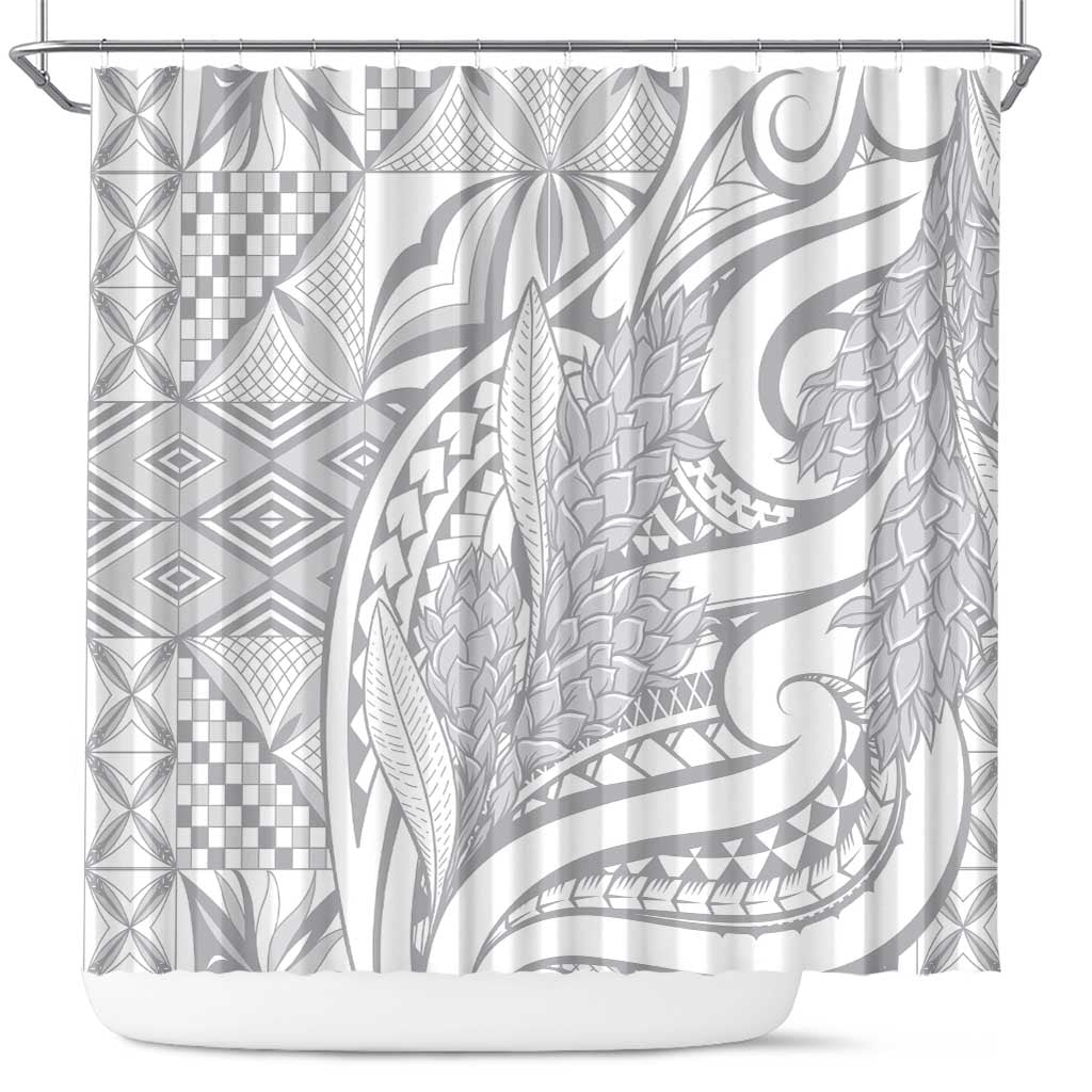 Lotu Tamaiti Samoa Siapo Shower Curtain White Sunday With Teuila Torch Ginger