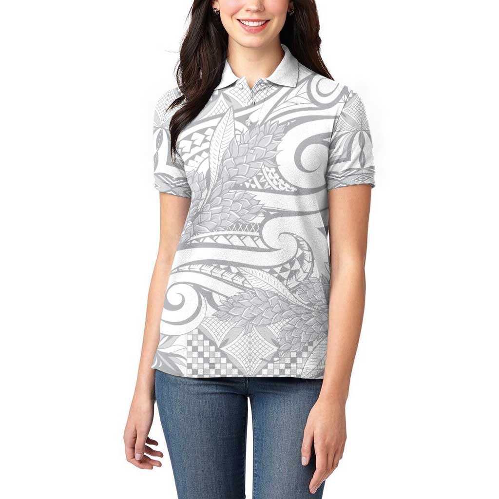 Lotu Tamaiti Samoa Siapo Women Polo Shirt White Sunday With Teuila Torch Ginger