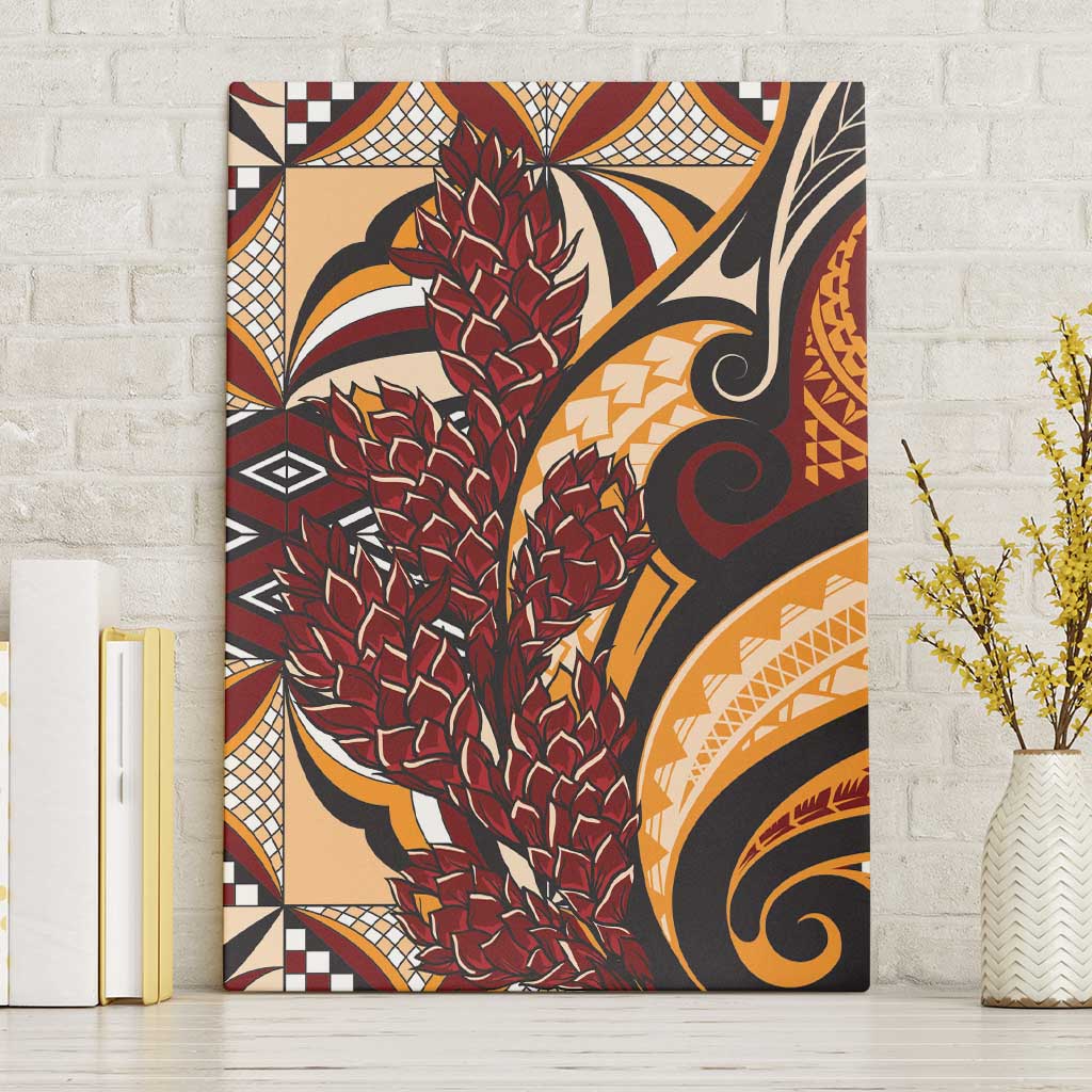 Vintage Samoa Siapo Canvas Wall Art With Teuila Torch Ginger