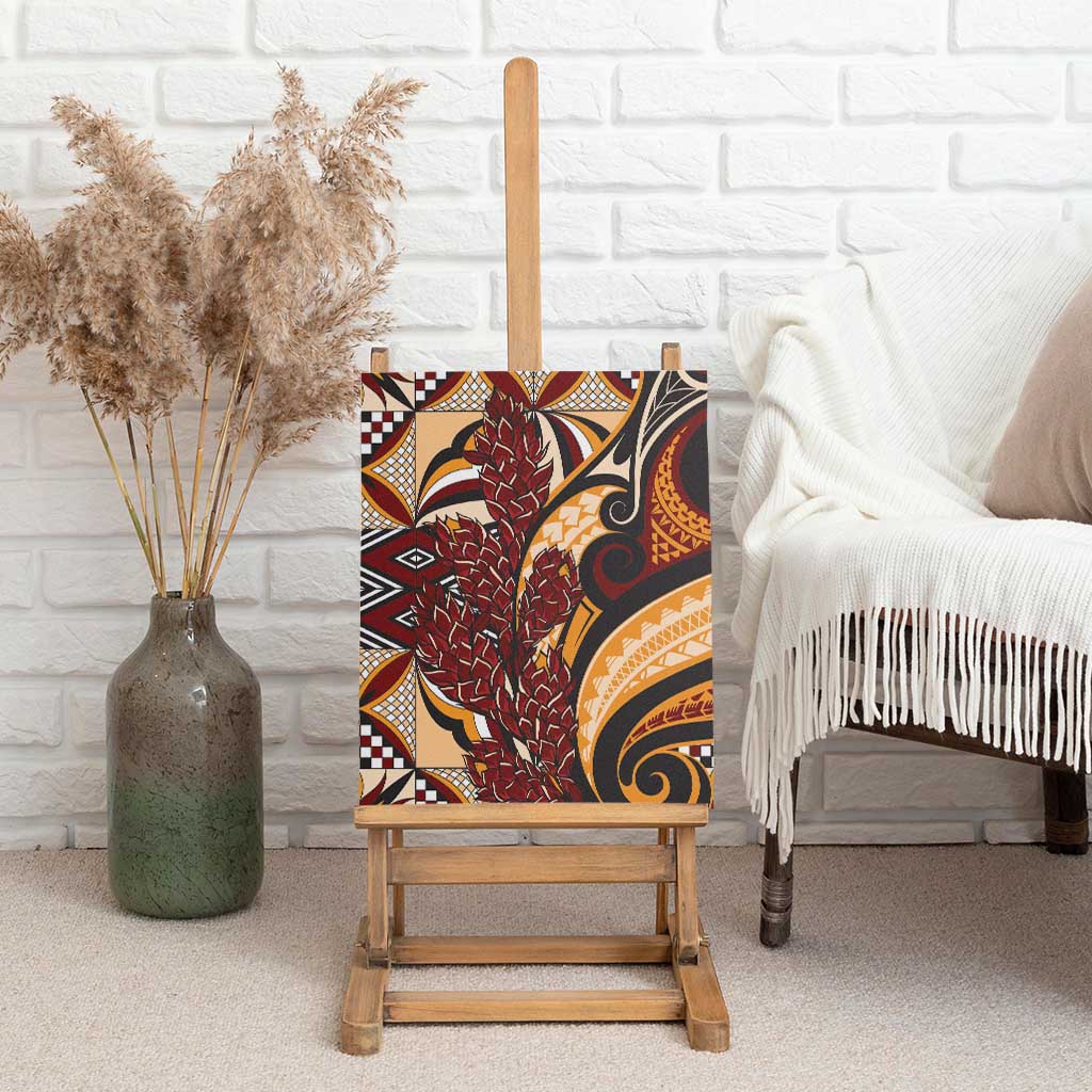 Vintage Samoa Siapo Canvas Wall Art With Teuila Torch Ginger LT9 - Polynesian Pride