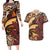 Vintage Samoa Siapo Couples Matching Long Sleeve Bodycon Dress and Hawaiian Shirt With Teuila Torch Ginger