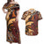 Vintage Samoa Siapo Couples Matching Off Shoulder Maxi Dress and Hawaiian Shirt With Teuila Torch Ginger