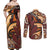 Vintage Samoa Siapo Couples Matching Off Shoulder Maxi Dress and Long Sleeve Button Shirt With Teuila Torch Ginger