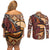 Vintage Samoa Siapo Couples Matching Off Shoulder Short Dress and Long Sleeve Button Shirt With Teuila Torch Ginger