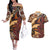 Vintage Samoa Siapo Couples Matching Off The Shoulder Long Sleeve Dress and Hawaiian Shirt With Teuila Torch Ginger