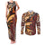 Vintage Samoa Siapo Couples Matching Tank Maxi Dress and Long Sleeve Button Shirt With Teuila Torch Ginger