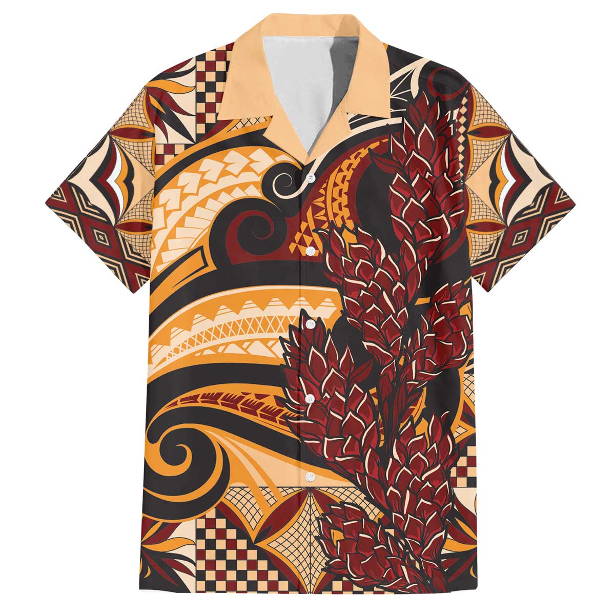 Vintage Samoa Siapo Family Matching Puletasi and Hawaiian Shirt With Teuila Torch Ginger