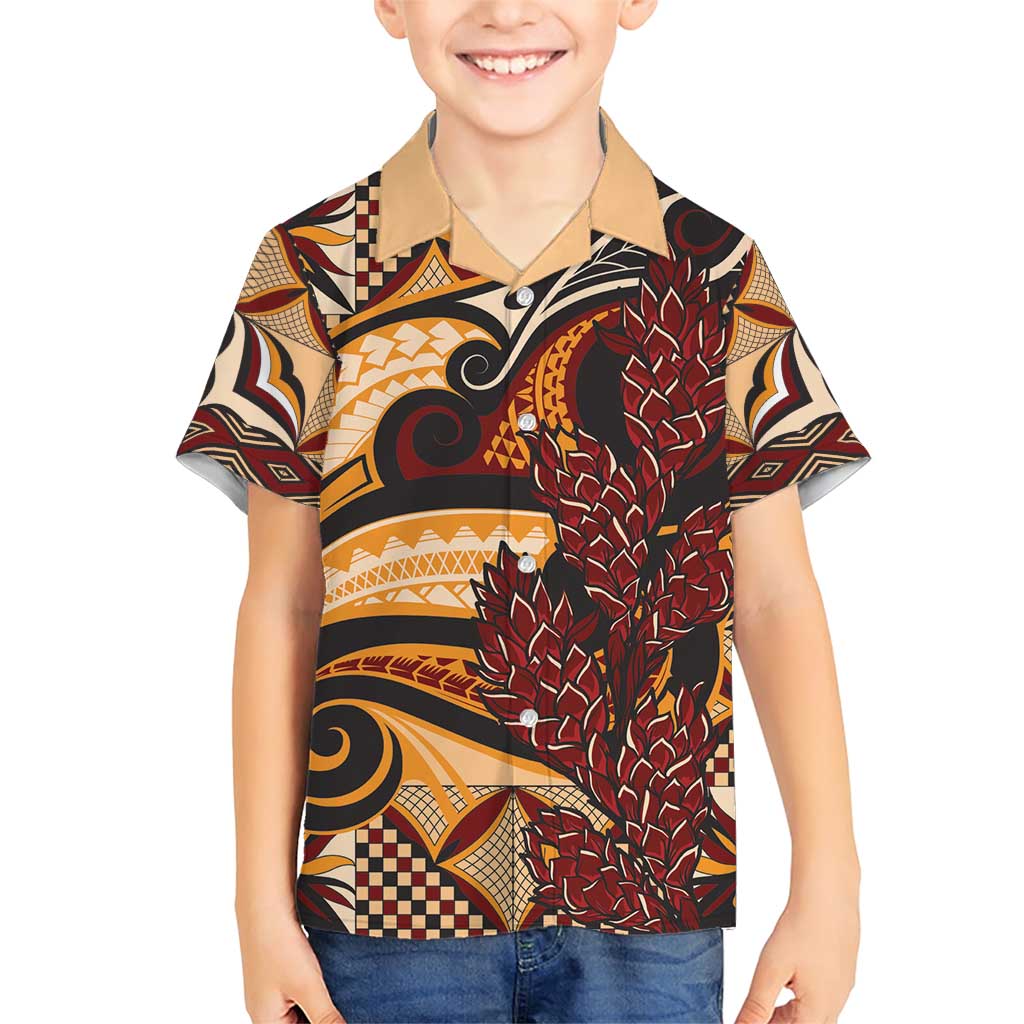 Vintage Samoa Siapo Family Matching Short Sleeve Bodycon Dress and Hawaiian Shirt With Teuila Torch Ginger