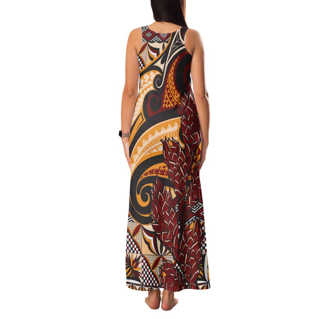 Vintage Samoa Siapo Family Matching Tank Maxi Dress and Hawaiian Shirt With Teuila Torch Ginger