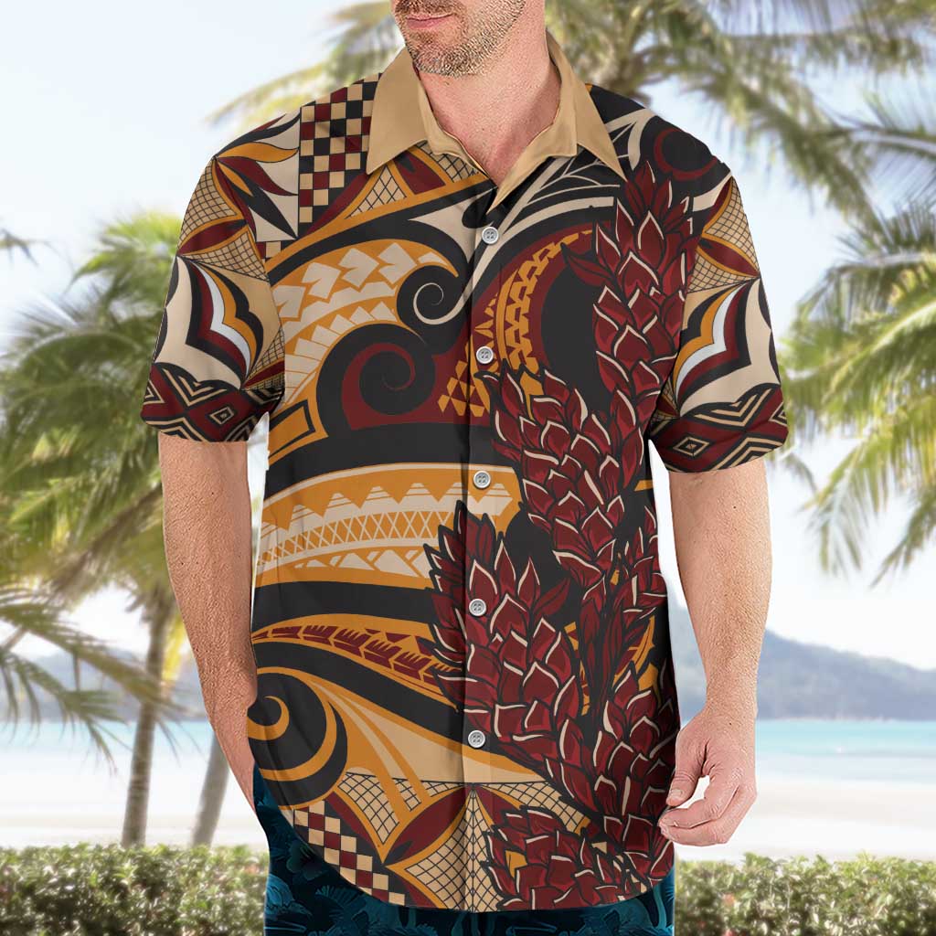 Vintage Samoa Siapo Hawaiian Shirt With Teuila Torch Ginger LT9 - Polynesian Pride