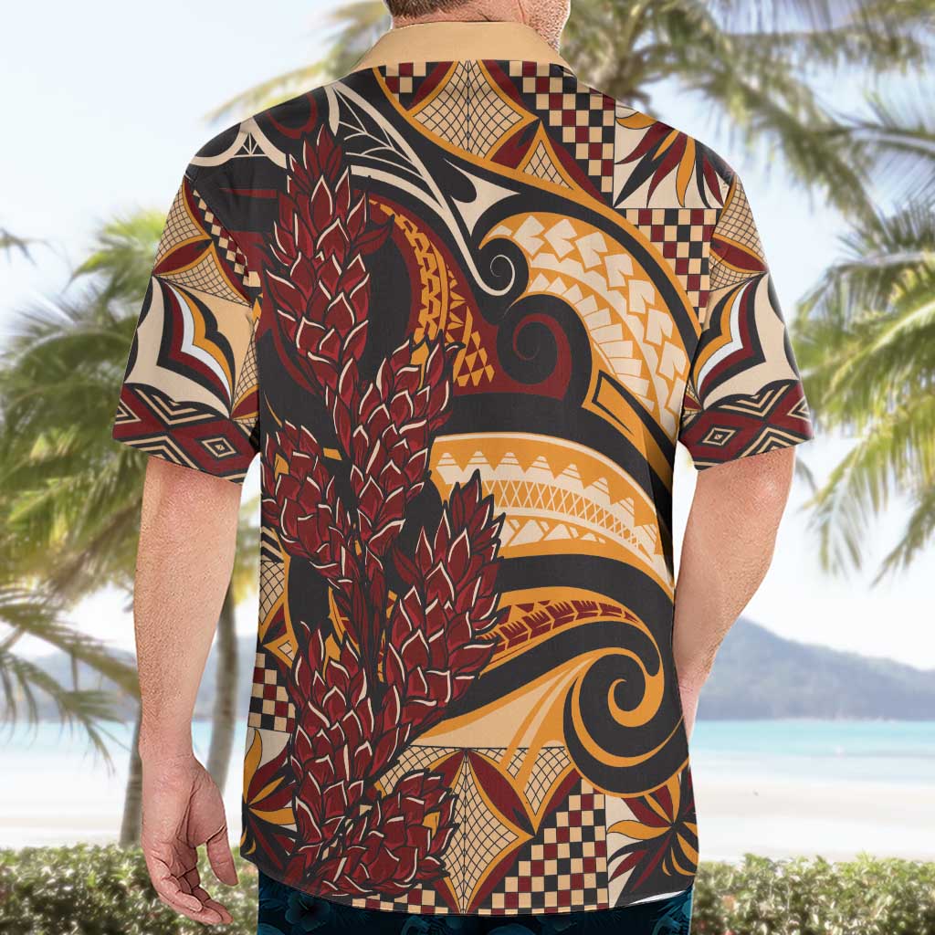 Vintage Samoa Siapo Hawaiian Shirt With Teuila Torch Ginger LT9 - Polynesian Pride