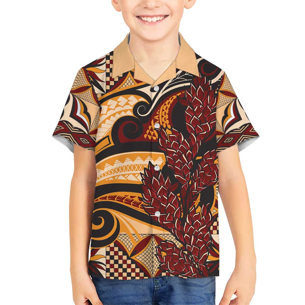 Vintage Samoa Siapo Hawaiian Shirt With Teuila Torch Ginger LT9 - Polynesian Pride