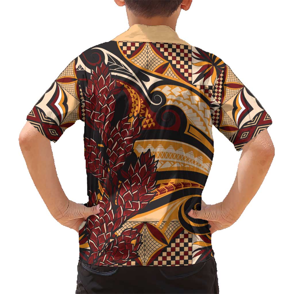 Vintage Samoa Siapo Hawaiian Shirt With Teuila Torch Ginger LT9 - Polynesian Pride