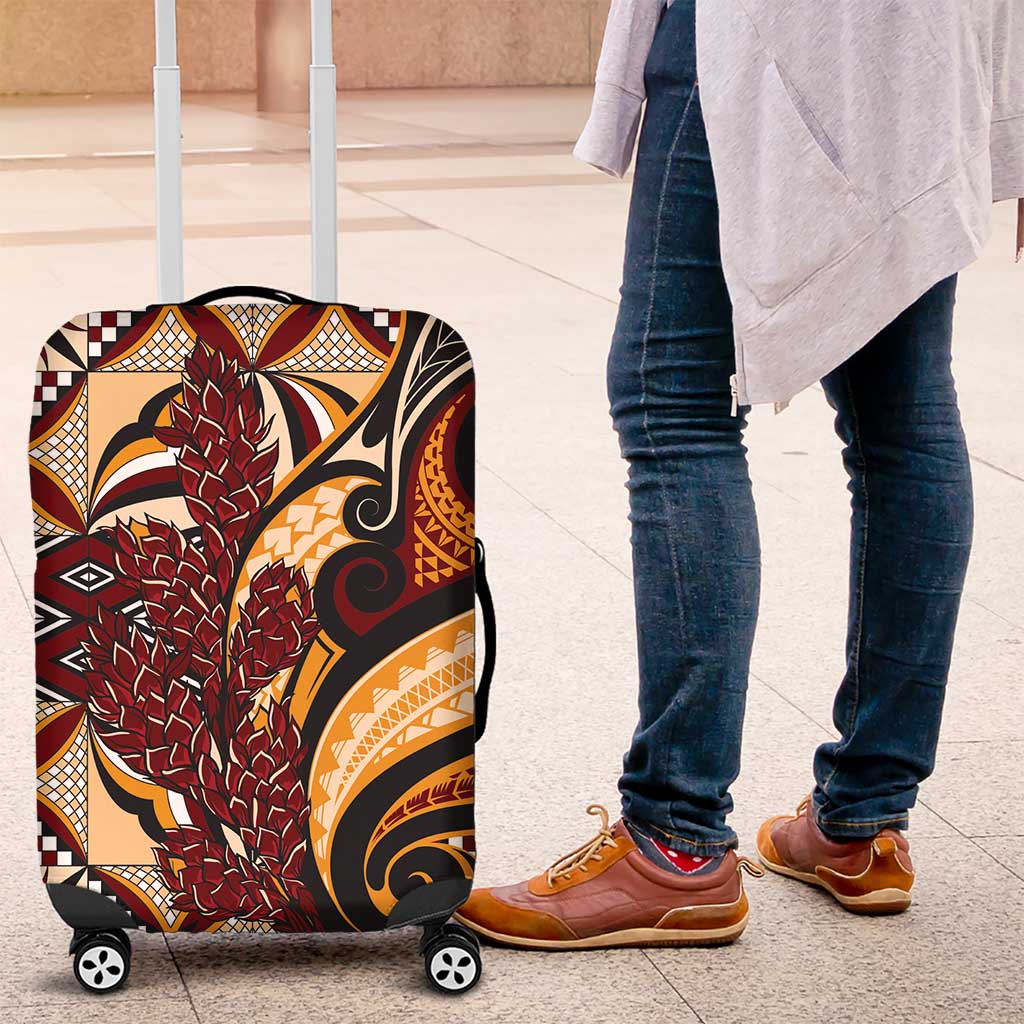 Vintage Samoa Siapo Luggage Cover With Teuila Torch Ginger