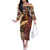 Vintage Samoa Siapo Off The Shoulder Long Sleeve Dress With Teuila Torch Ginger