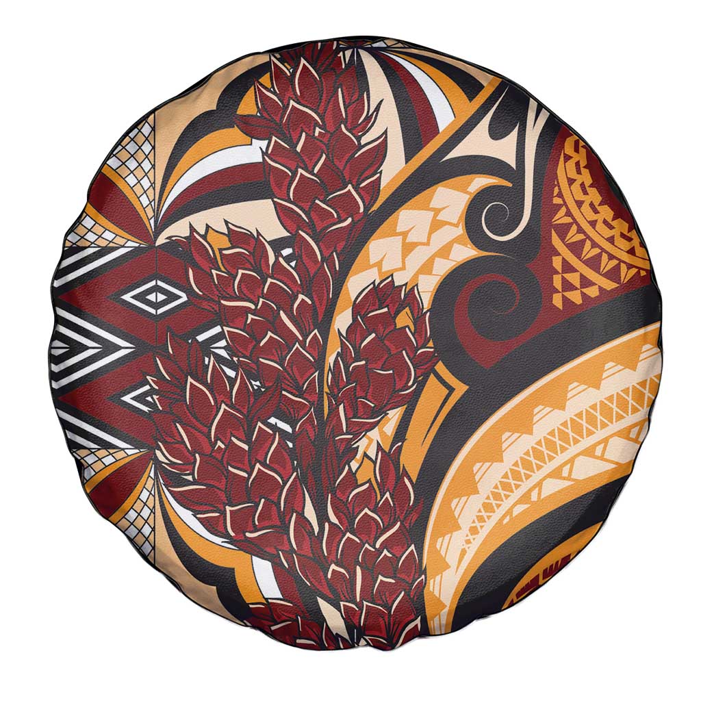 Vintage Samoa Siapo Spare Tire Cover With Teuila Torch Ginger