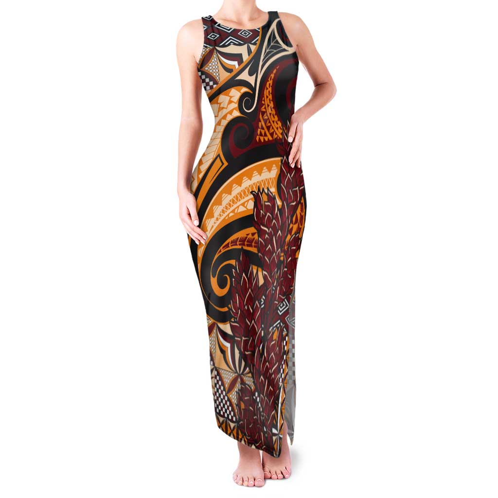 Vintage Samoa Siapo Tank Maxi Dress With Teuila Torch Ginger