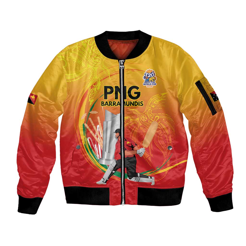 Custom Cricket PNG East Asia-Pacific Sleeve Zip Bomber Jacket Papua New Guinea Rise to Power - Polynesian Pride
