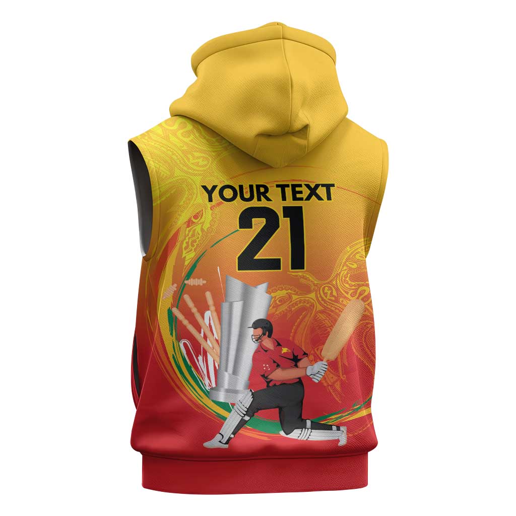 Custom Cricket PNG East Asia-Pacific Sleeveless Zip Hoodie Papua New Guinea Rise to Power - Polynesian Pride