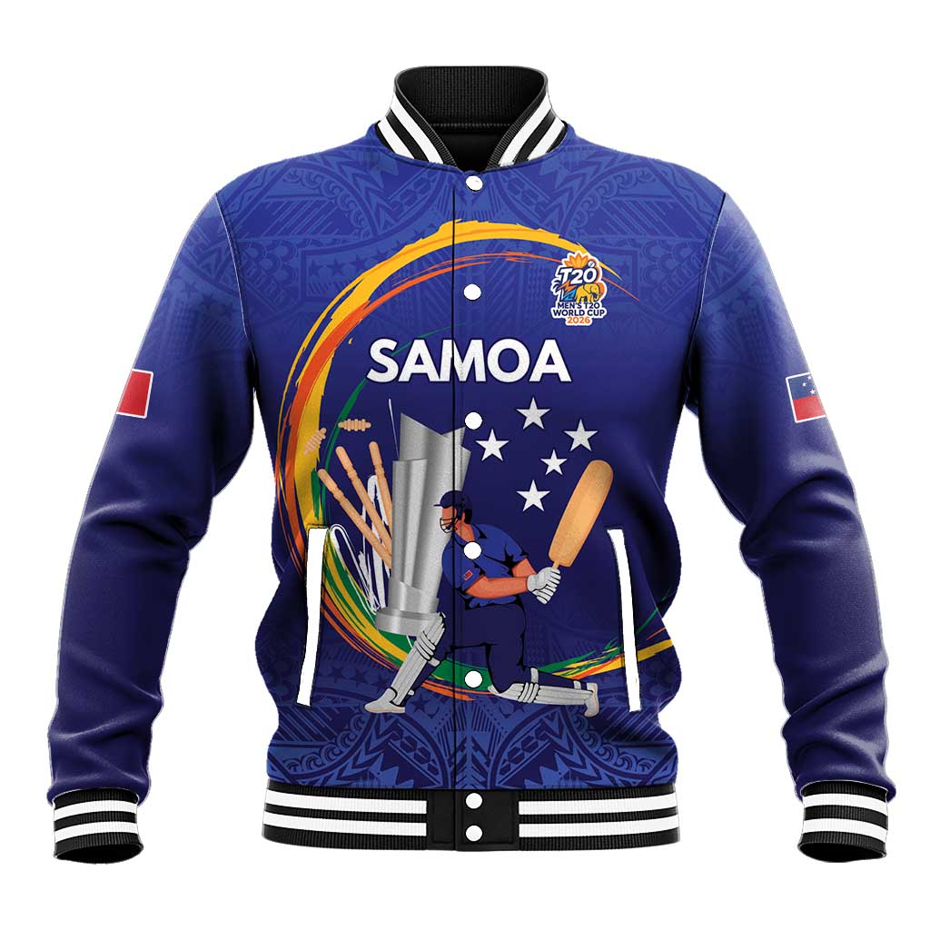 Custom Cricket Samoa East Asia-Pacific Baseball Jacket Samoa Storming the Limits LT9 Unisex Blue - Polynesian Pride