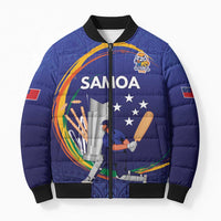 Custom Cricket Samoa East Asia-Pacific Bomber Puffer Jacket Samoa Storming the Limits LT9 Unisex Blue - Polynesian Pride
