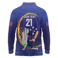 Custom Cricket Samoa East Asia-Pacific Long Sleeve Polo Shirt Samoa Storming the Limits - Polynesian Pride