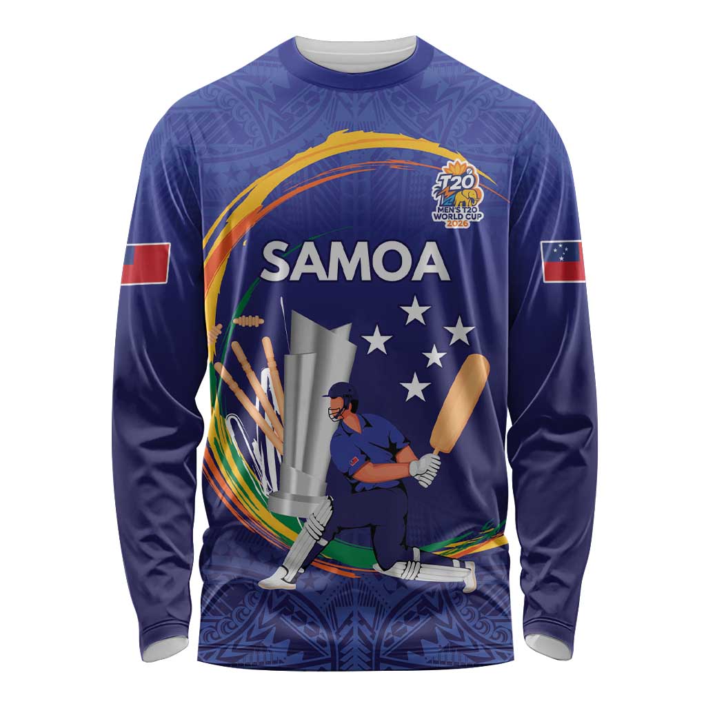Custom Cricket Samoa East Asia-Pacific Long Sleeve Shirt Samoa Storming the Limits LT9 Unisex Blue - Polynesian Pride